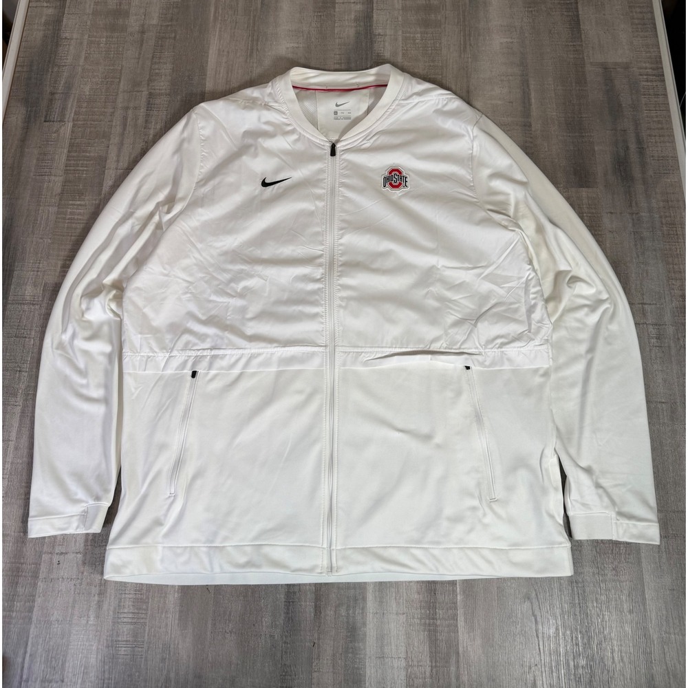 Nike Ohio State Buckeyes White Full Zip Sideline Jacket Mens XXL 35892X-OS2